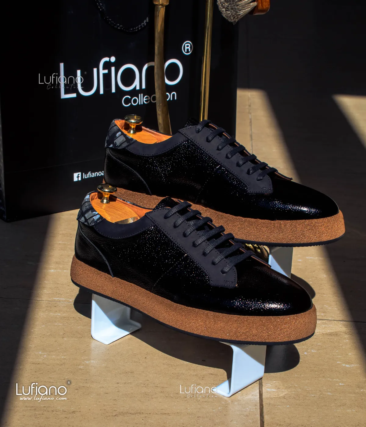 223 - Lufiano Leather Sneaker- Black