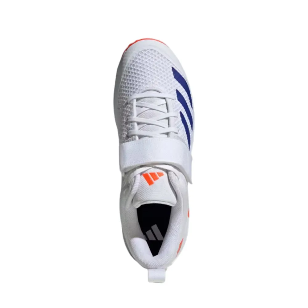 Adidas Men's Adipower Vectorid 20 Cricket Shoe (Cloud White/Lucid Blue/Solar Red)