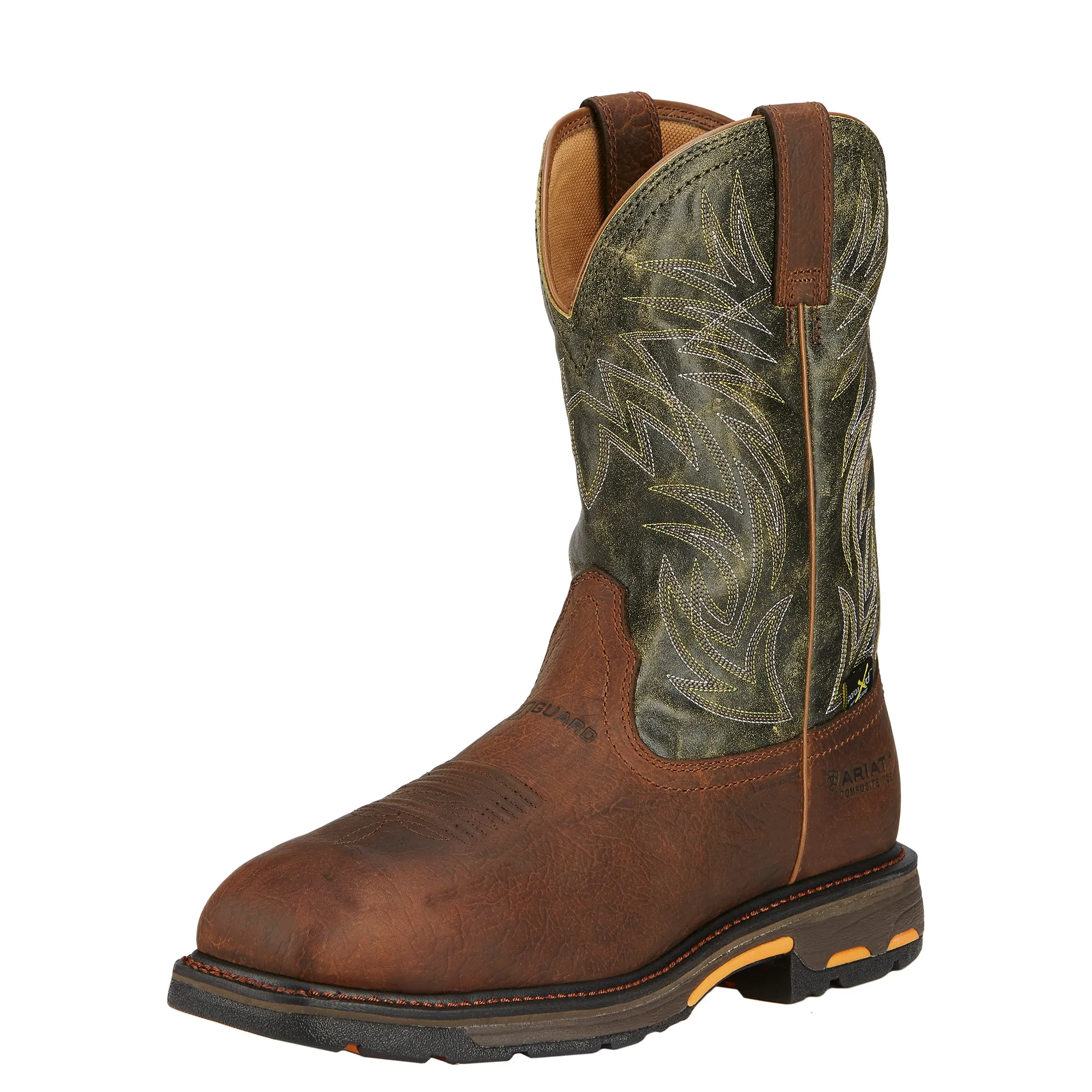 'Ariat' Men's 11" Workhog MetGuard EH Comp Toe  - Brown / Marbled Green