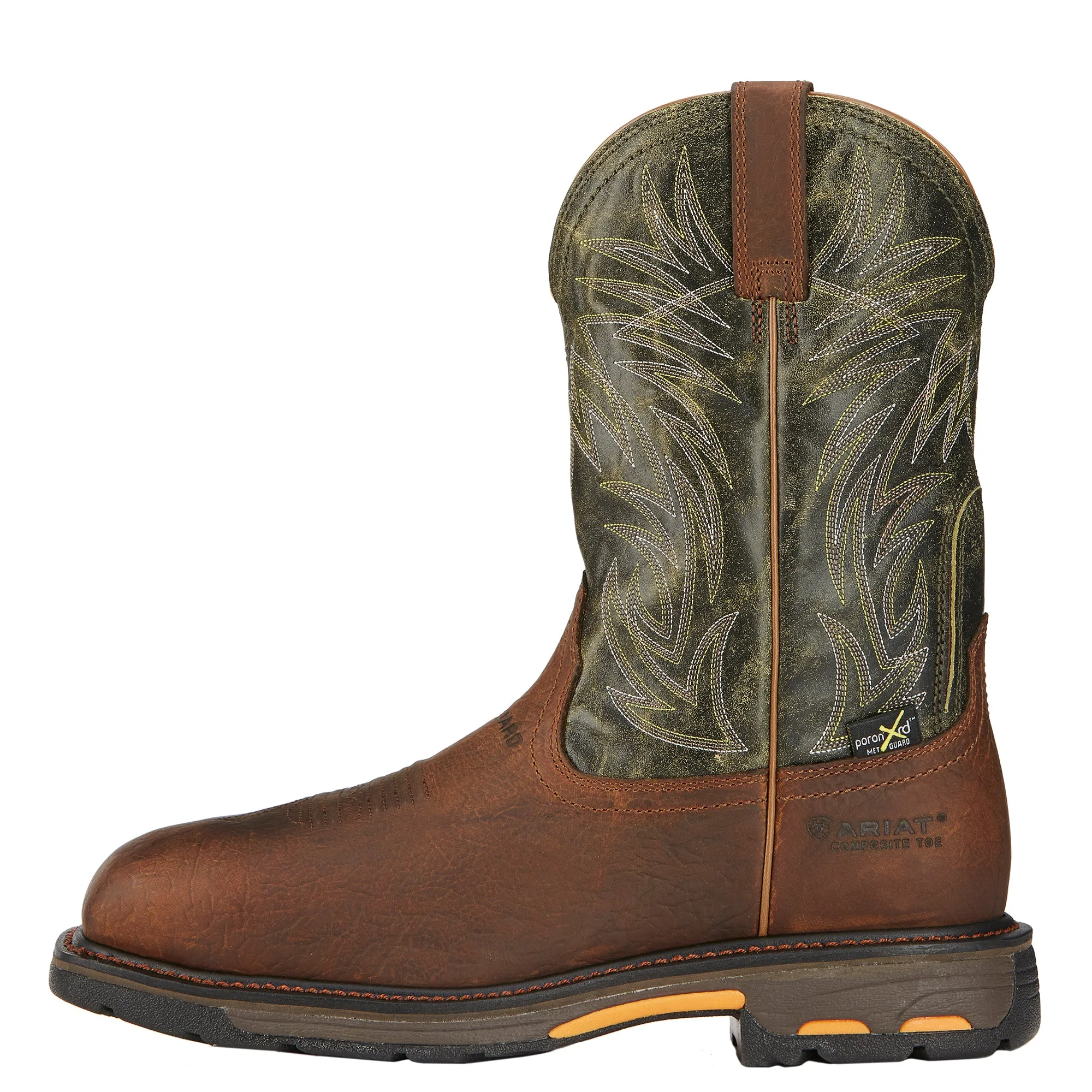 'Ariat' Men's 11" Workhog MetGuard EH Comp Toe  - Brown / Marbled Green