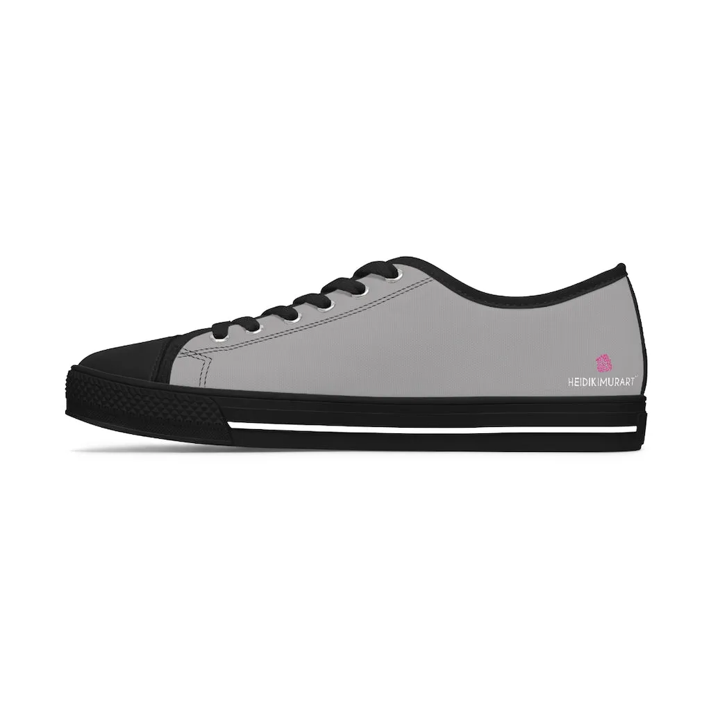 Ash Gray Color Ladies' Sneakers, Solid Grey Color Women's Canvas Fashion Low Top Sneakers (US Size: 5.5-12)