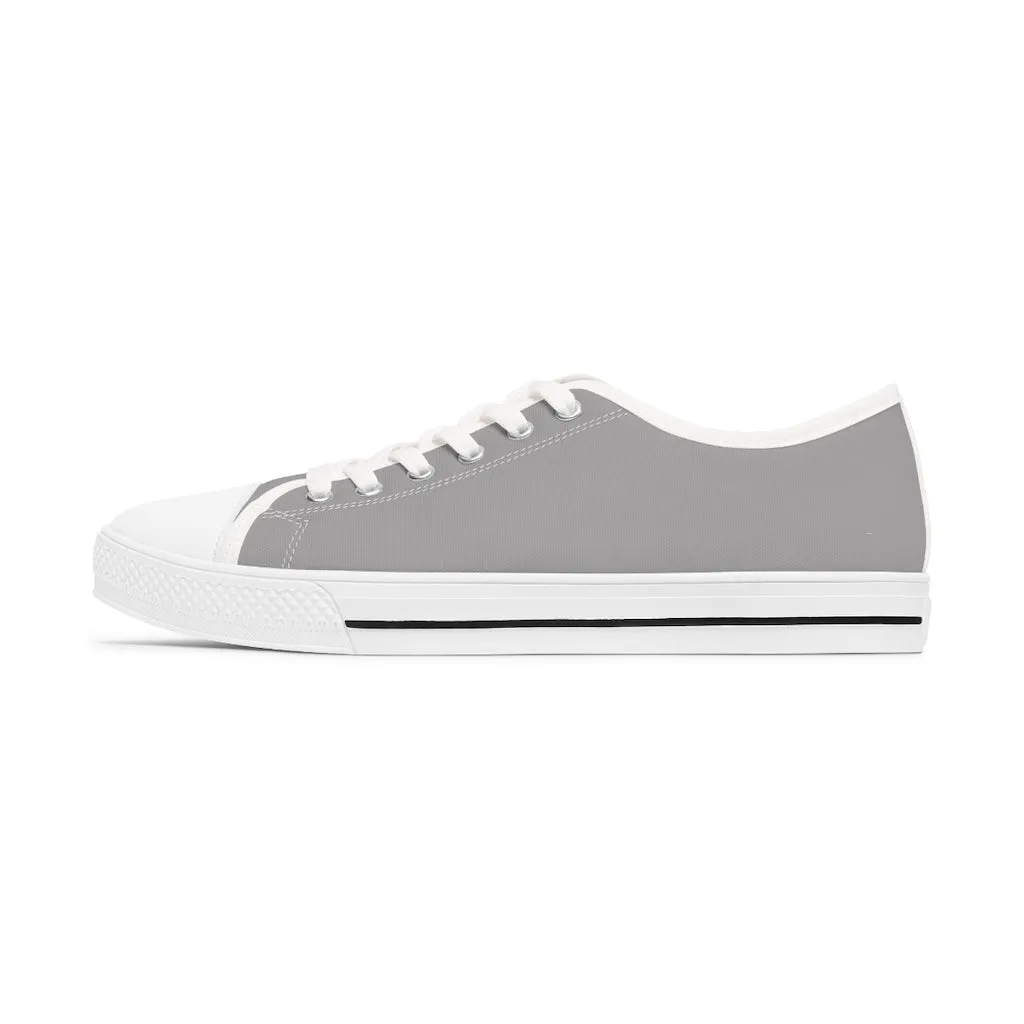 Ash Gray Color Ladies' Sneakers, Solid Grey Color Women's Canvas Fashion Low Top Sneakers (US Size: 5.5-12)