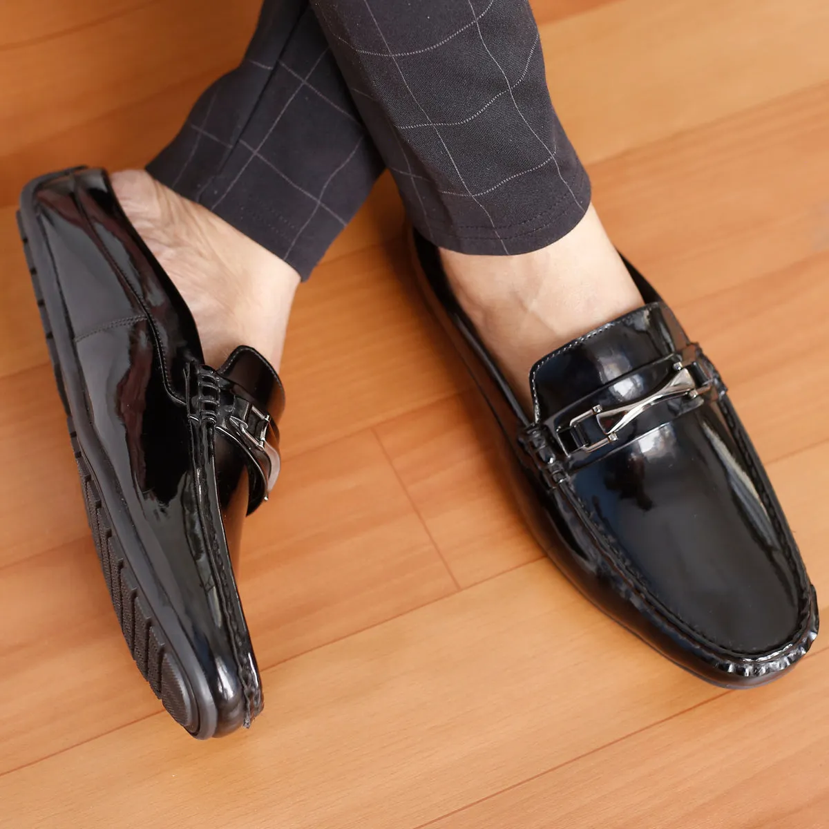 Bacca Bucci JAMBOREE Fashion Mules/Clogs/Backless Loafers for Party/Travel/Office-Shiny Black