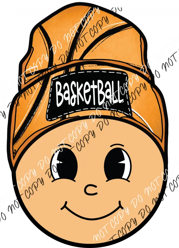 Basketball Happy Face with Beanie DTF Transfer