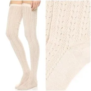 Beige Over The Knee Socks "Hammock" Super Soft Long Stretchy Thigh High Boot Socks