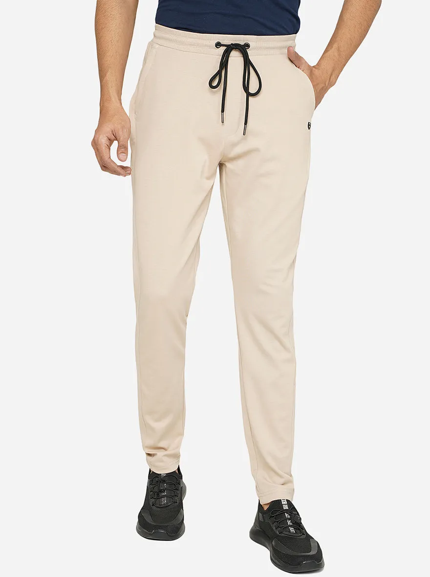 Beige Solid Slim Fit Track Pant | JadeBlue