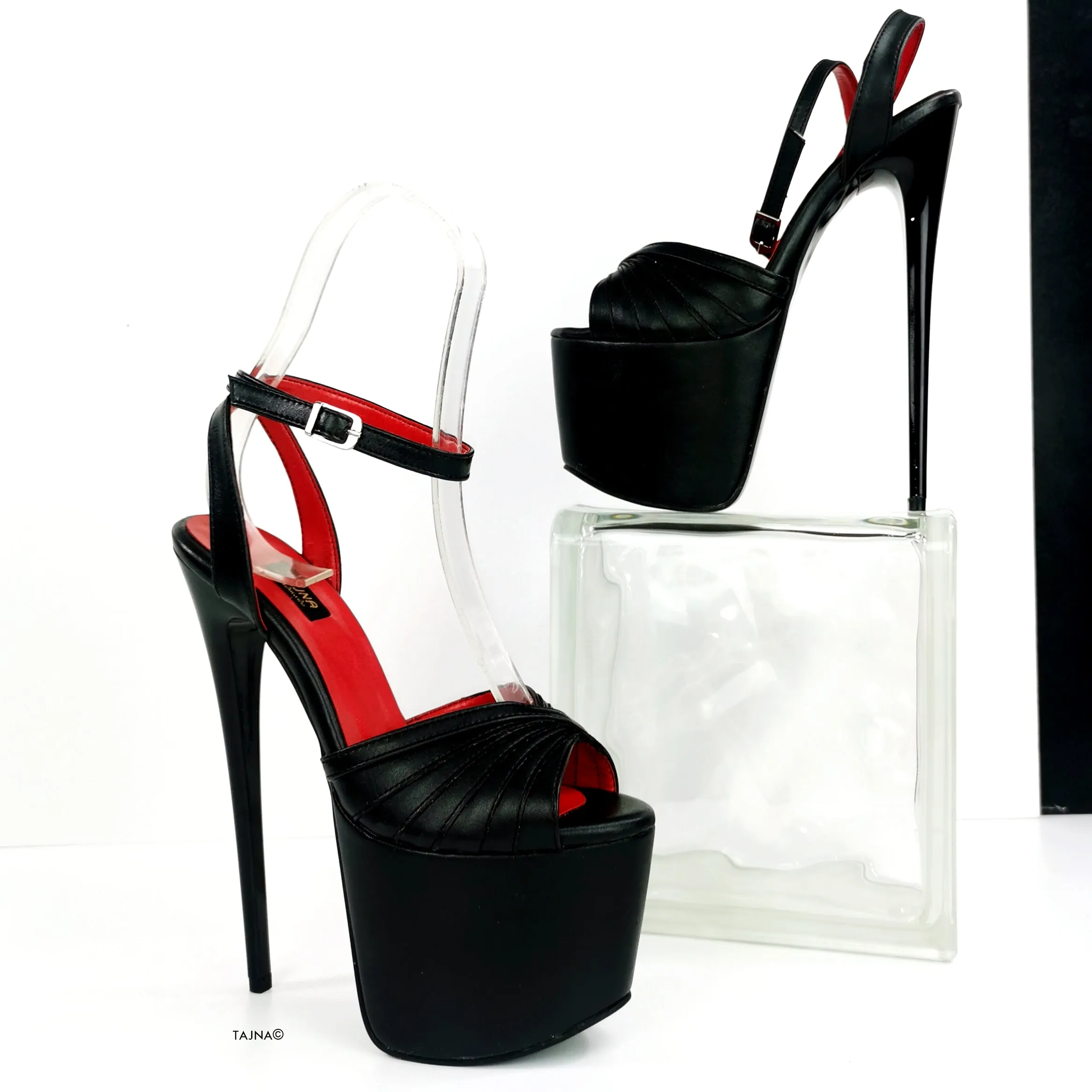 Black Matte Tango Strap High Heels