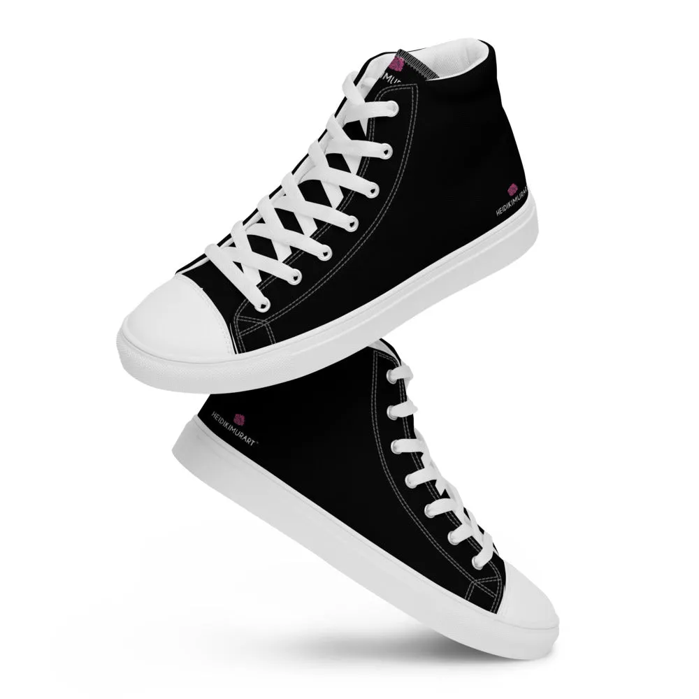 Black Solid Color Men's Hip Tops, Men’s high top canvas shoes