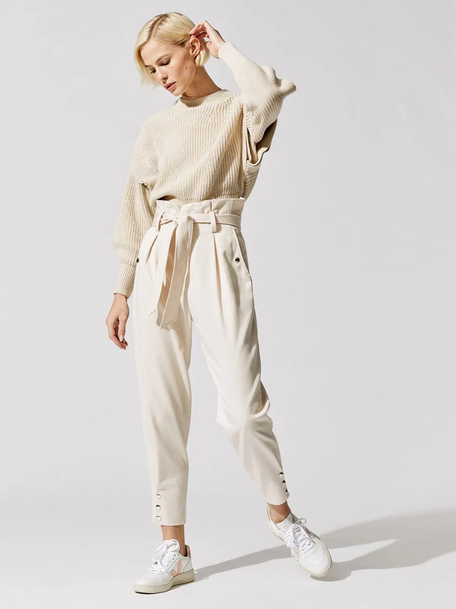 Borcie Paper Bag Waist Pants - Ecru