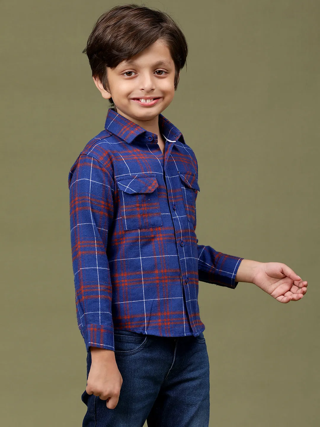 Boys Maroon Cotton Poly Solid Regular Fit Shirt