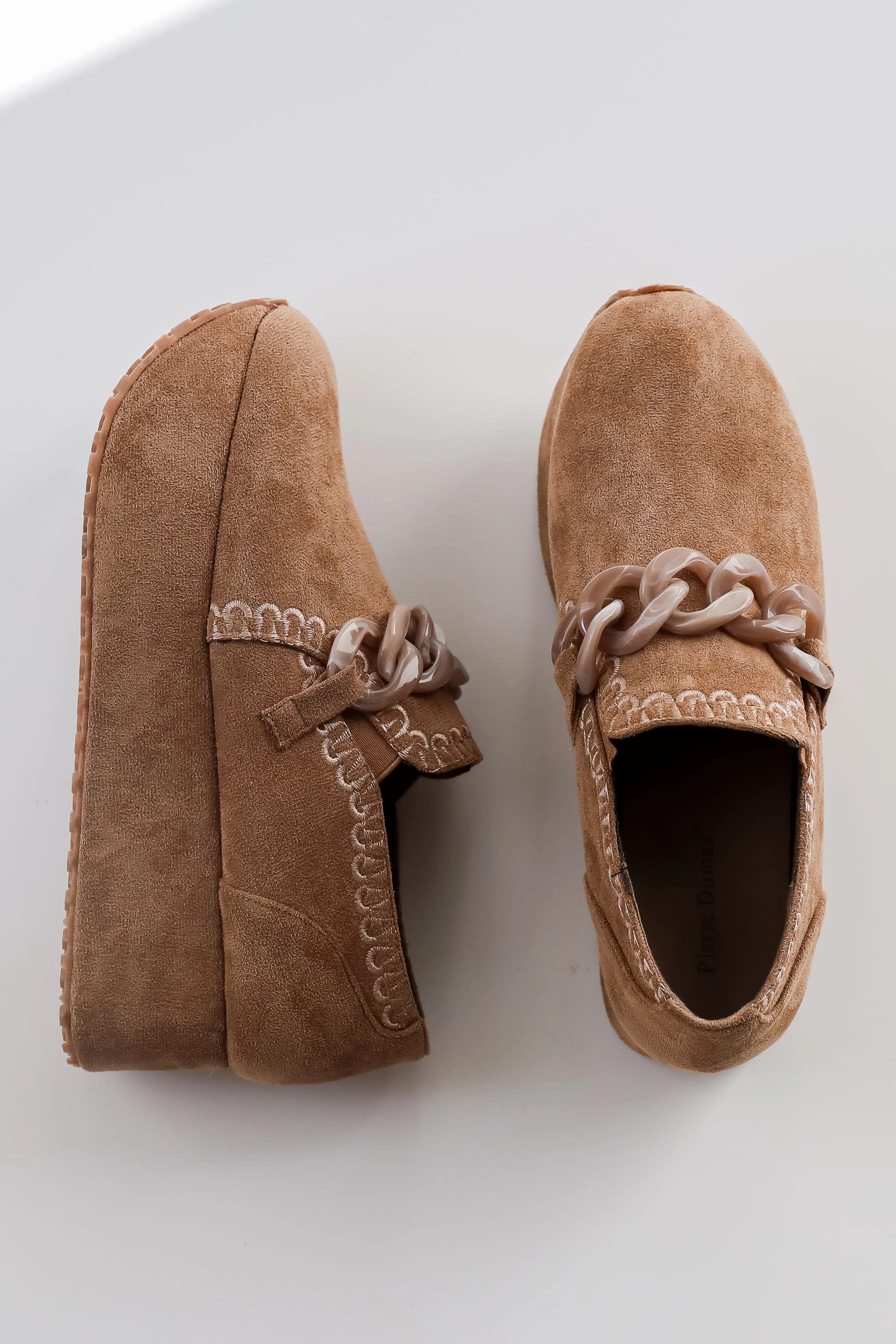 Bring It Back Taupe Suede Platform Loafers