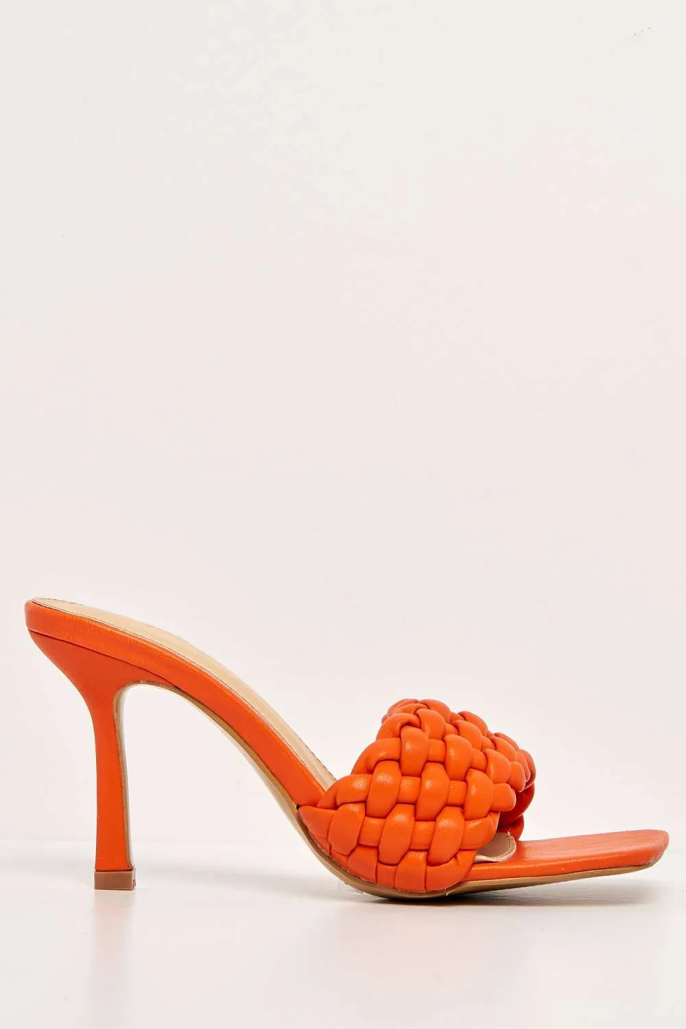 Chantelle Plaited Band Heeled Mule in Orange