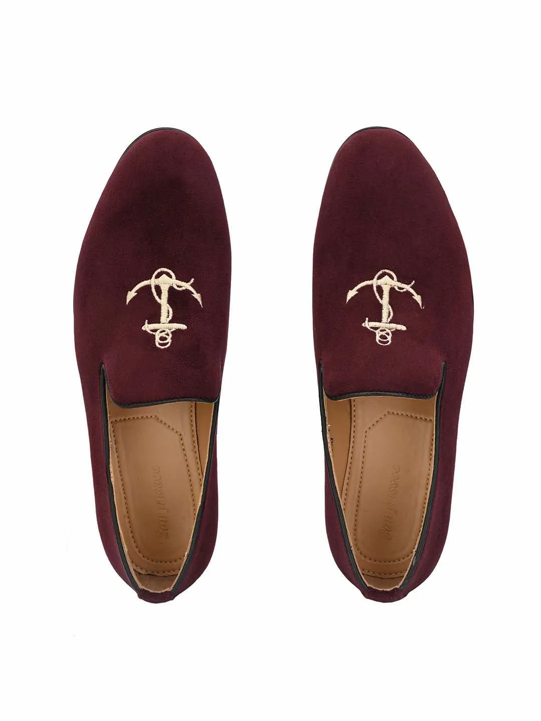 Cherry Anchor Embroidered Loafers