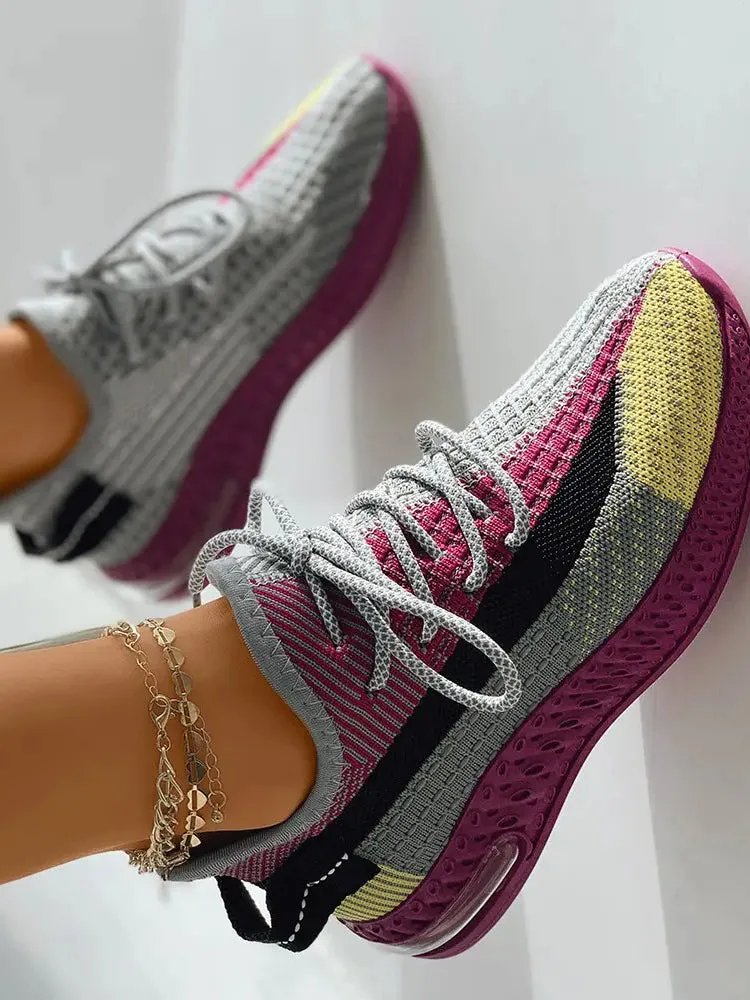 Colorblock Lace Up Sneakers