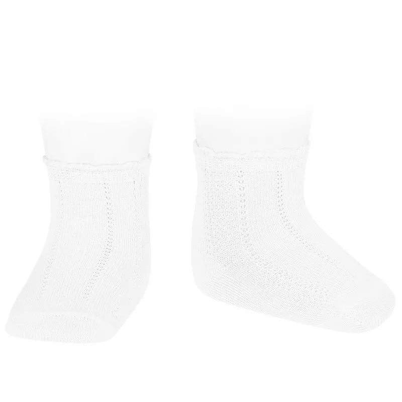 Condor Patterned Short Socks - White