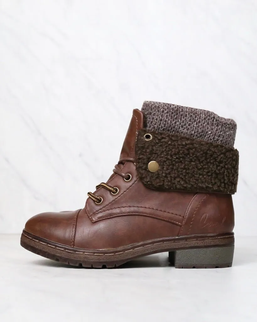 Coolway - Bring Leather Knit Sweater Cuff Ankle Boots in More Colors