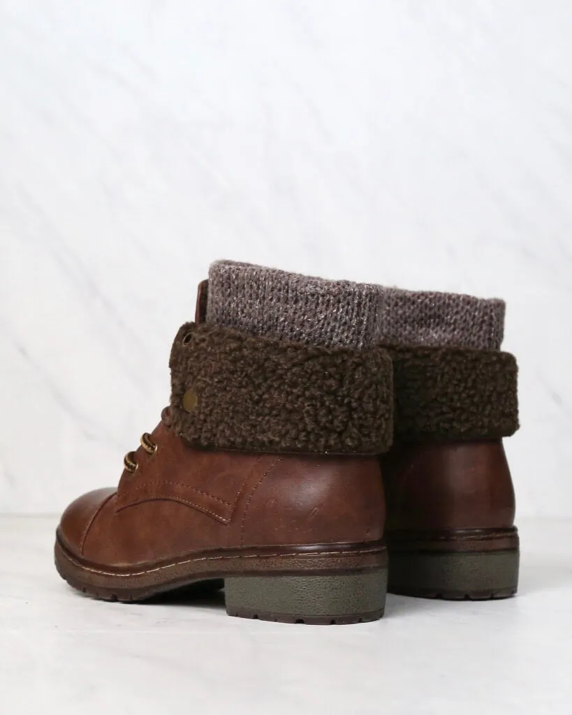 Coolway - Bring Leather Knit Sweater Cuff Ankle Boots in More Colors