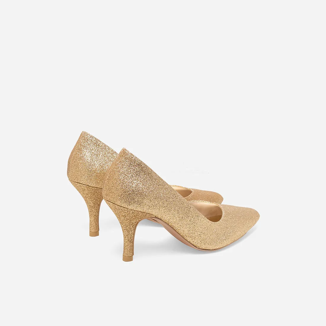 Cynthia Gold Glitter Heels