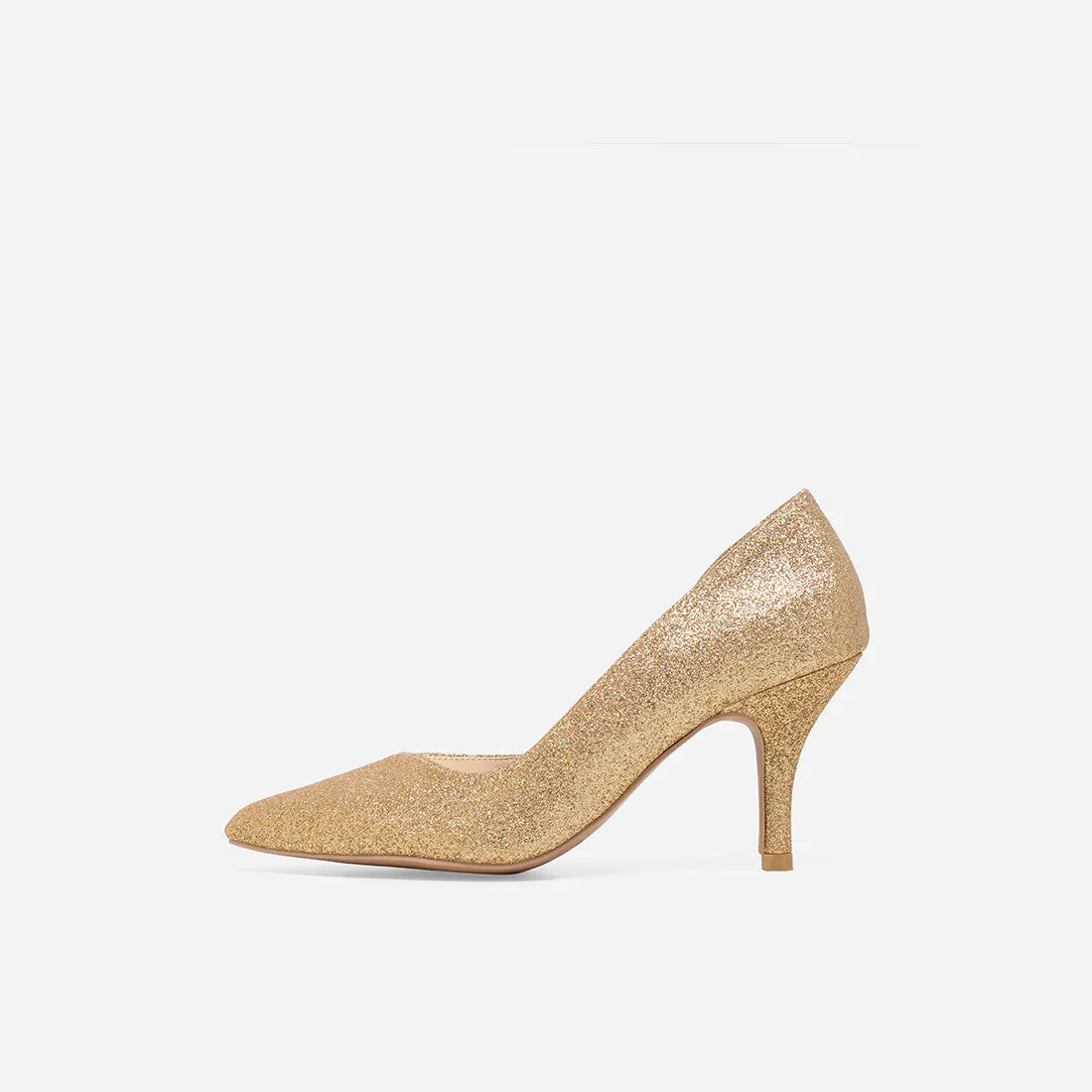 Cynthia Gold Glitter Heels