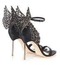 'Evangeline' Angel Wing Sandals-Black