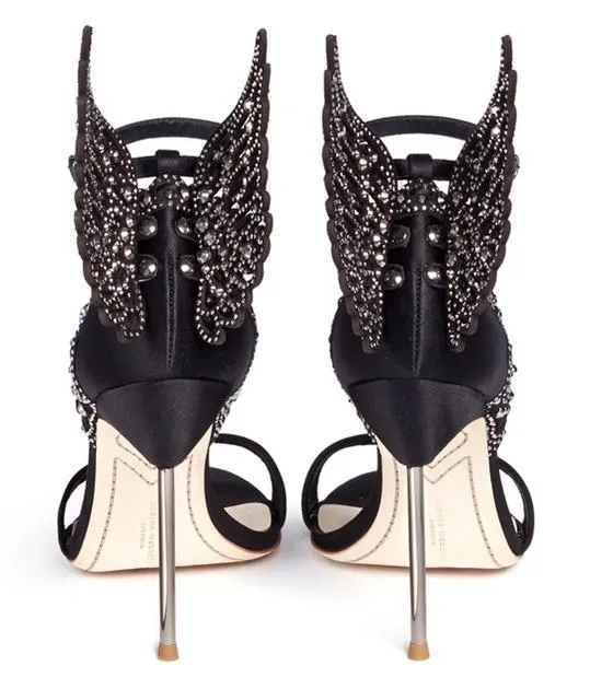 'Evangeline' Angel Wing Sandals-Black