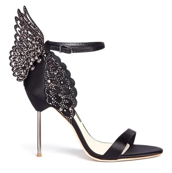 'Evangeline' Angel Wing Sandals-Black