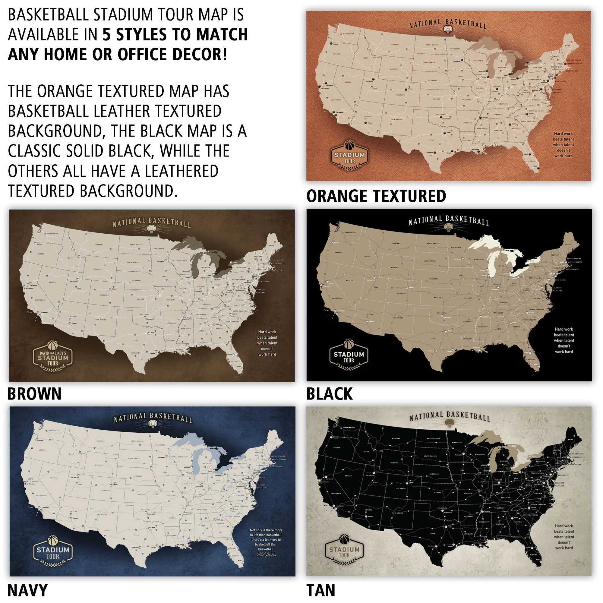 Executive Basketball Stadium Tour Push Pin Map