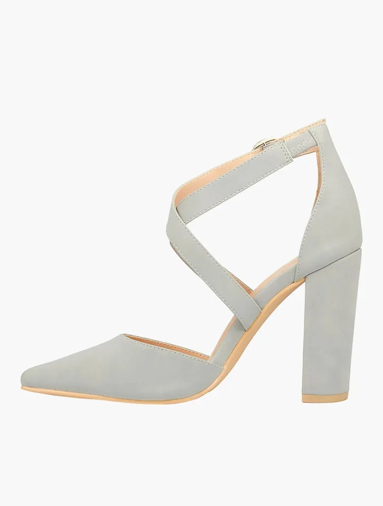 Executive Envy Block Heels (Grey)