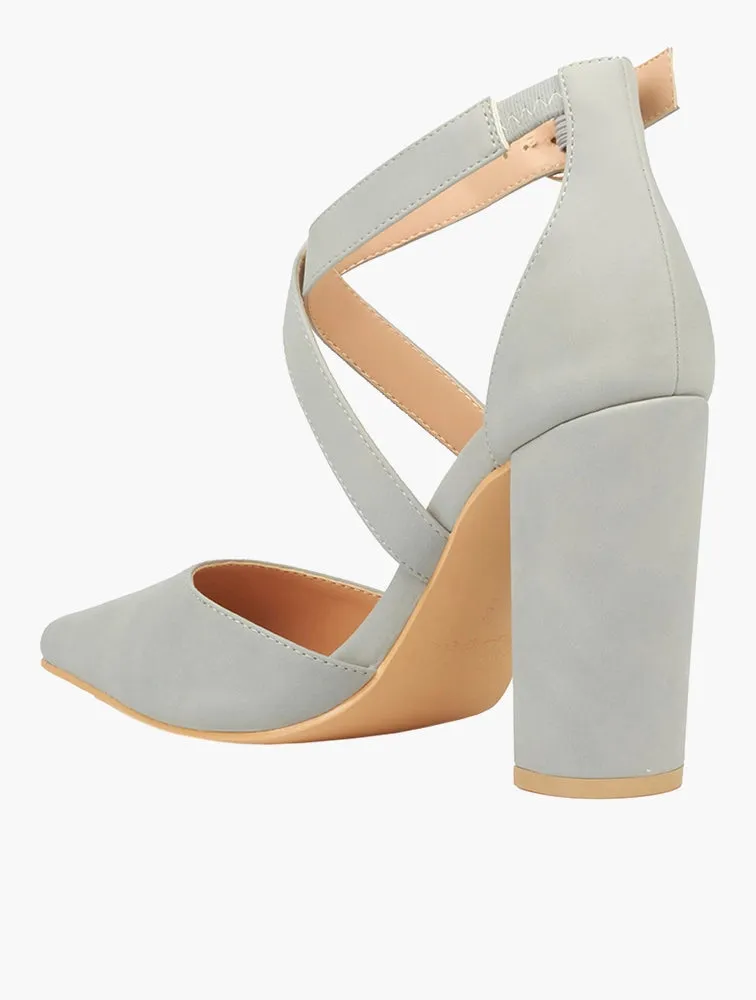 Executive Envy Block Heels (Grey)