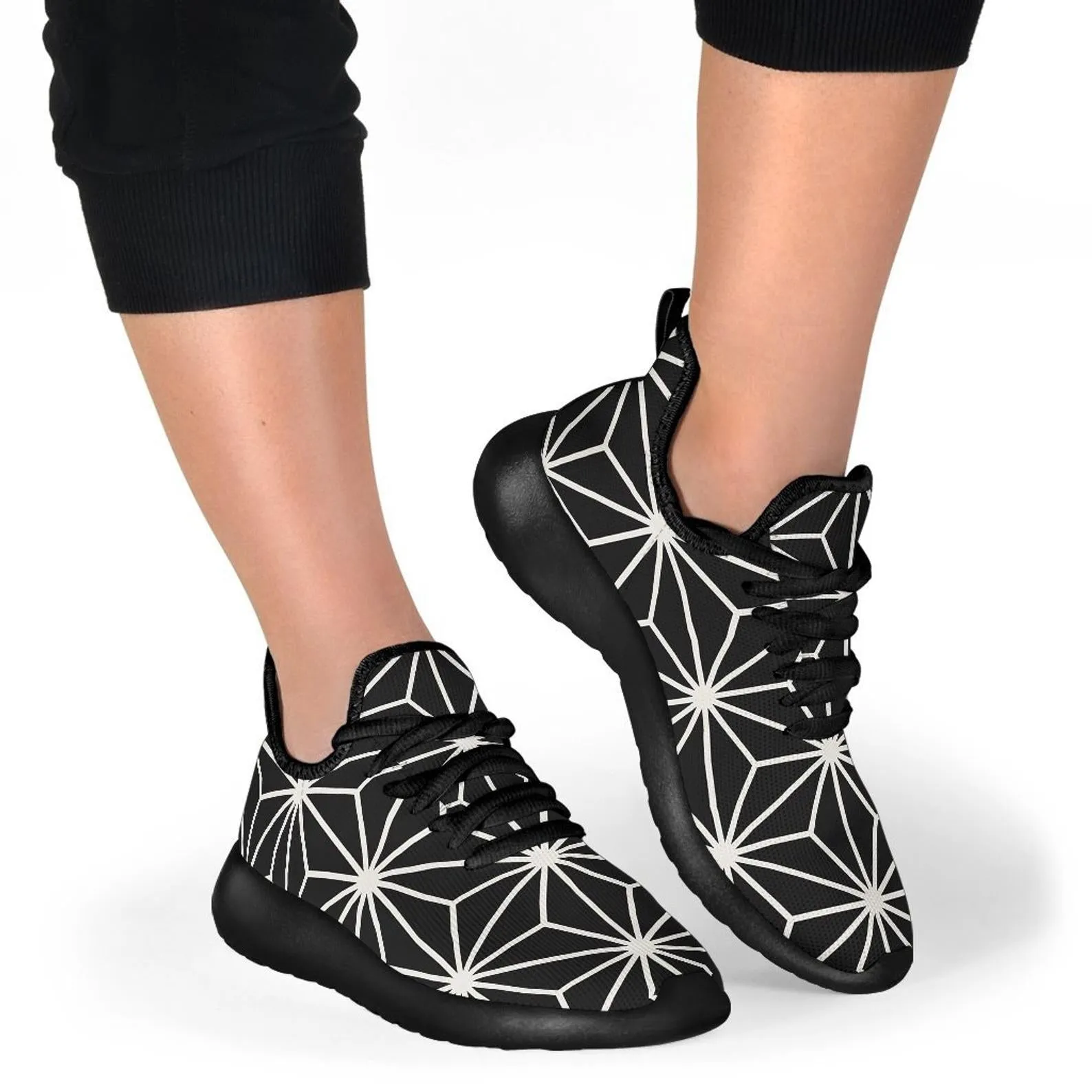 Geometric Black Rave Festival Sneaker Shoes