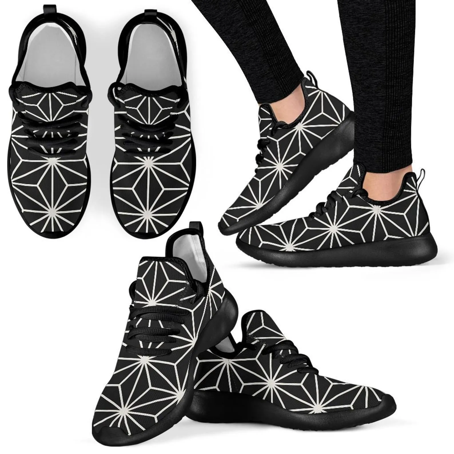 Geometric Black Rave Festival Sneaker Shoes