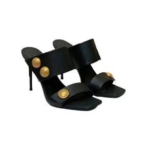 Gold Button Double Strap Shoes