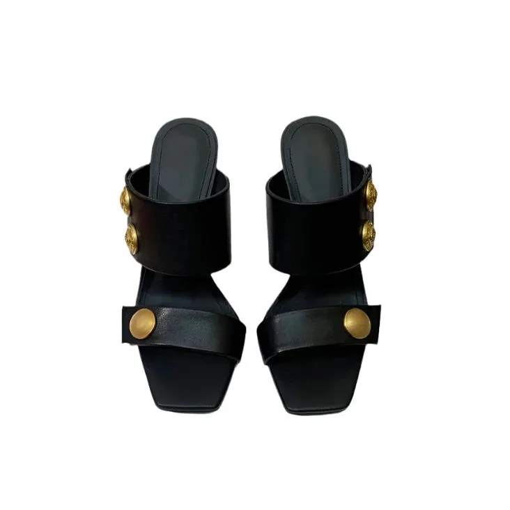 Gold Button Double Strap Shoes