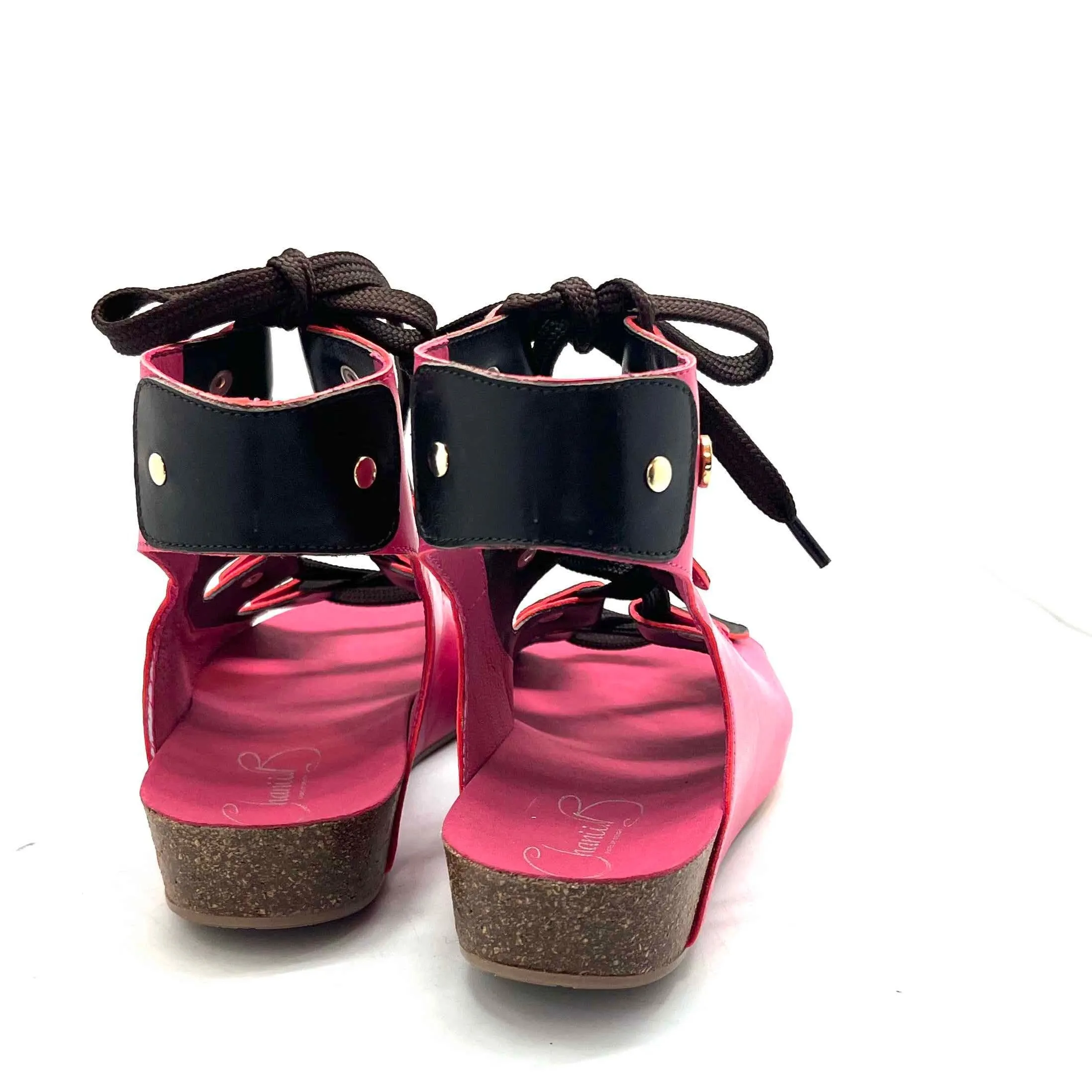 Je Savoir- Fuchsia lace up cork sandal