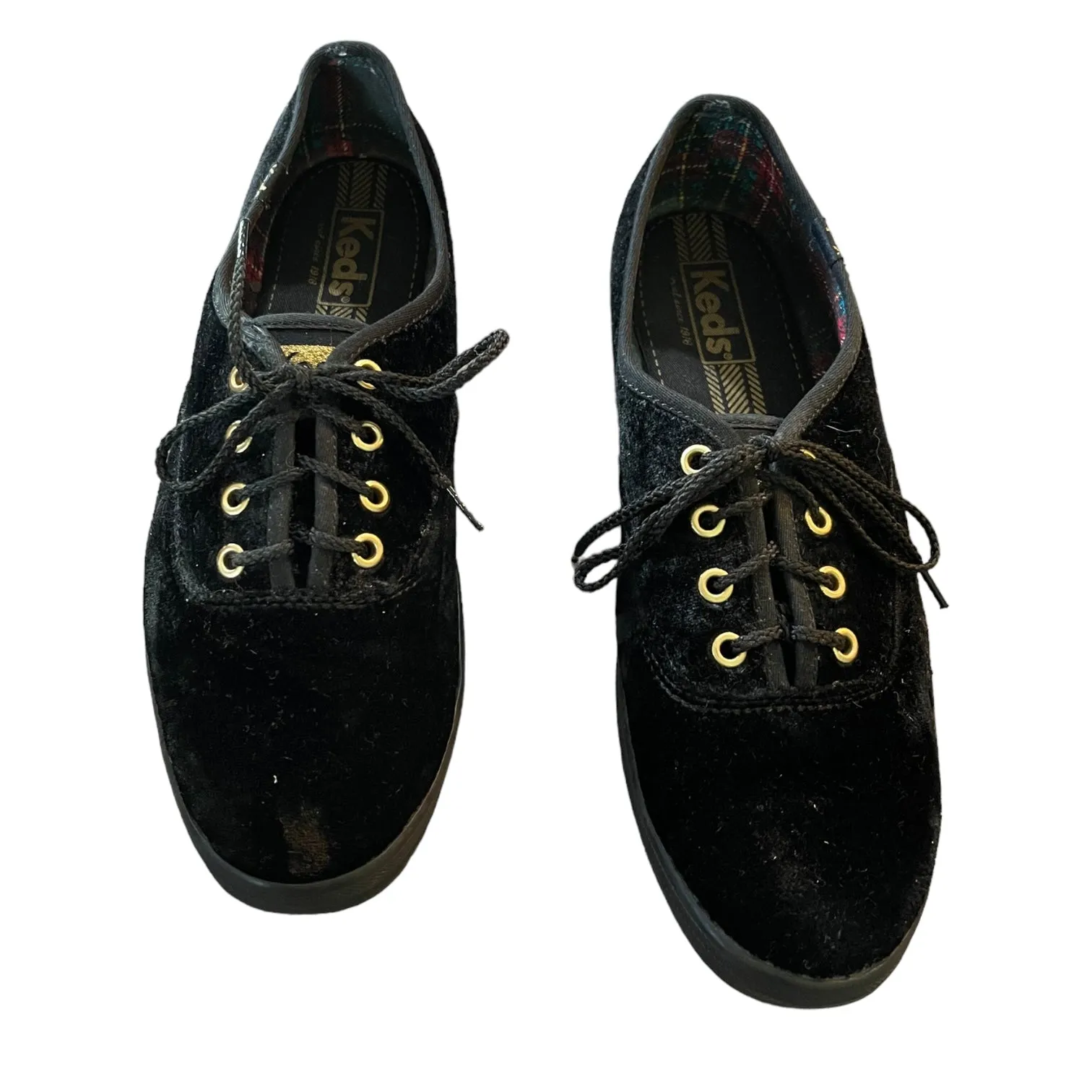 Keds Black Velour Tie Front Casual Sneakers Size 8.5