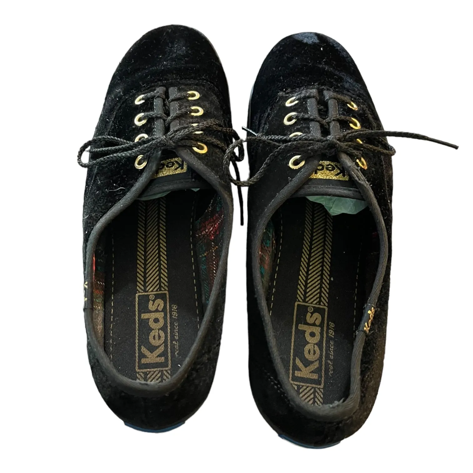 Keds Black Velour Tie Front Casual Sneakers Size 8.5