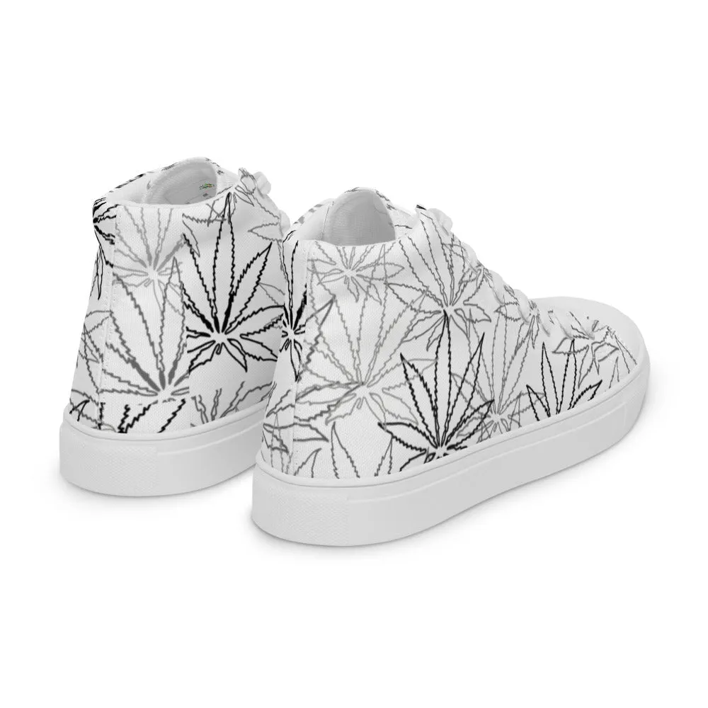 Men’s white leaf E4SO high top canvas shoes