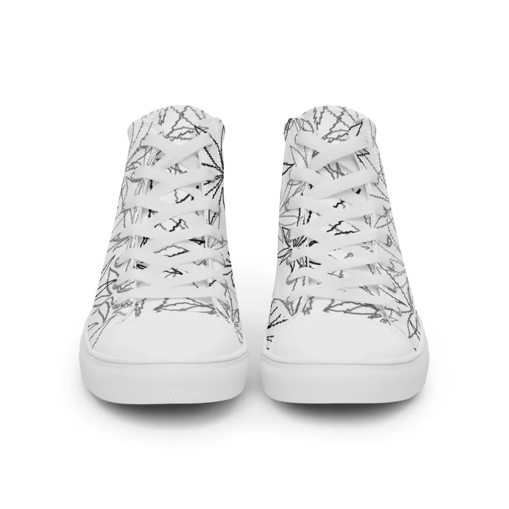 Men’s white leaf E4SO high top canvas shoes