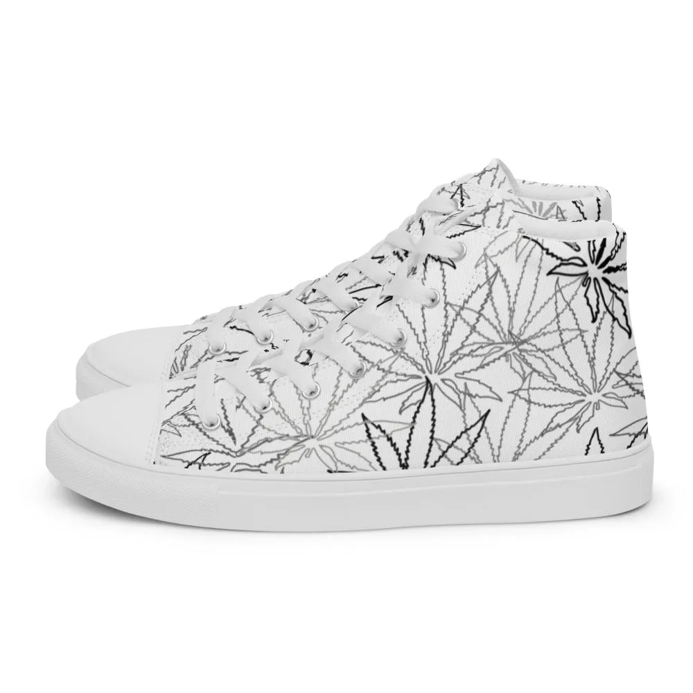 Men’s white leaf E4SO high top canvas shoes