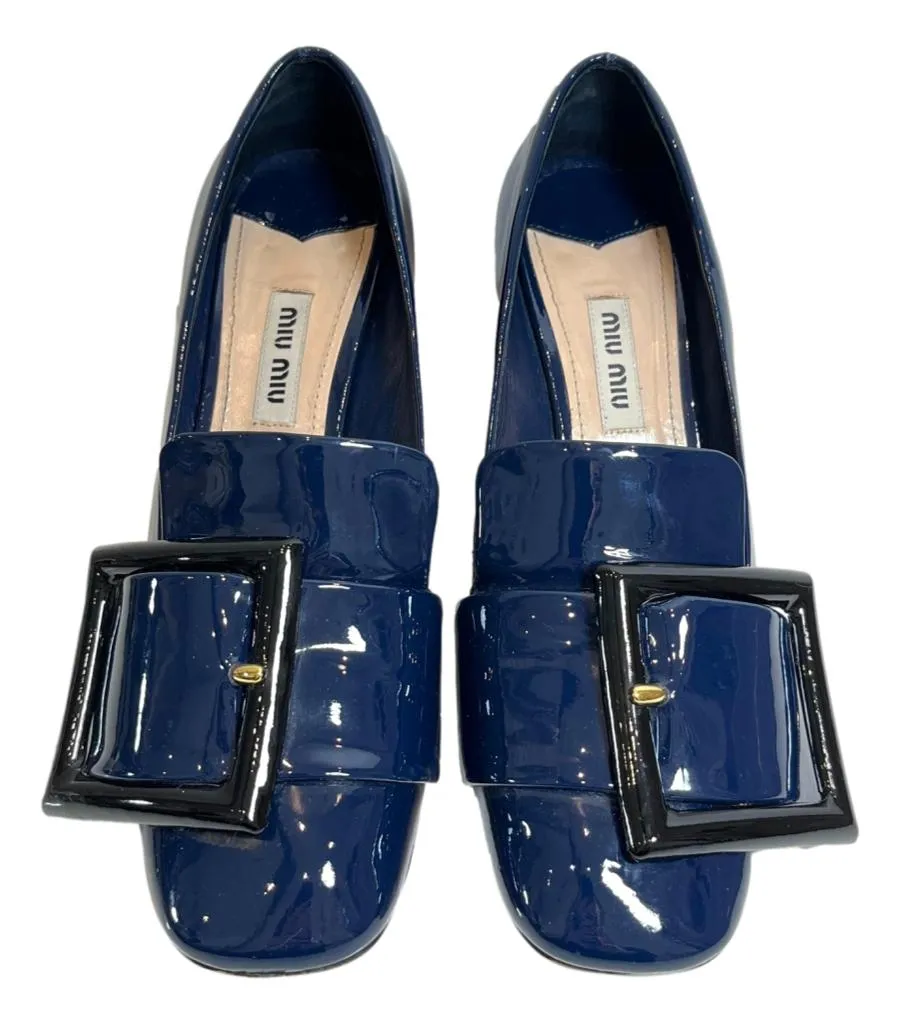 Miu Miu Patent Leather Buckle Detailed Pumps. Size 35.5