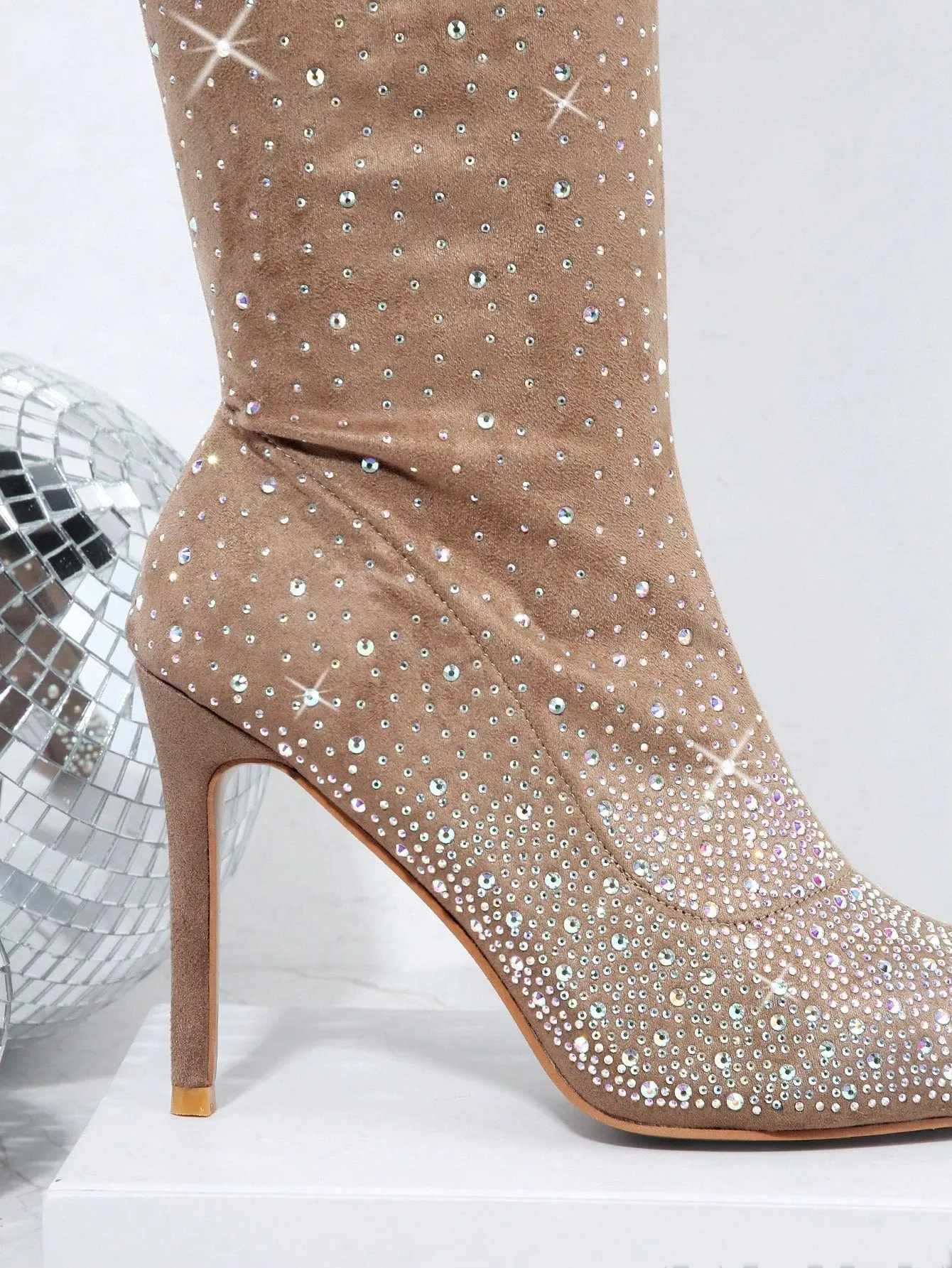 Rhinestone Over-the-Knee Stiletto Boots