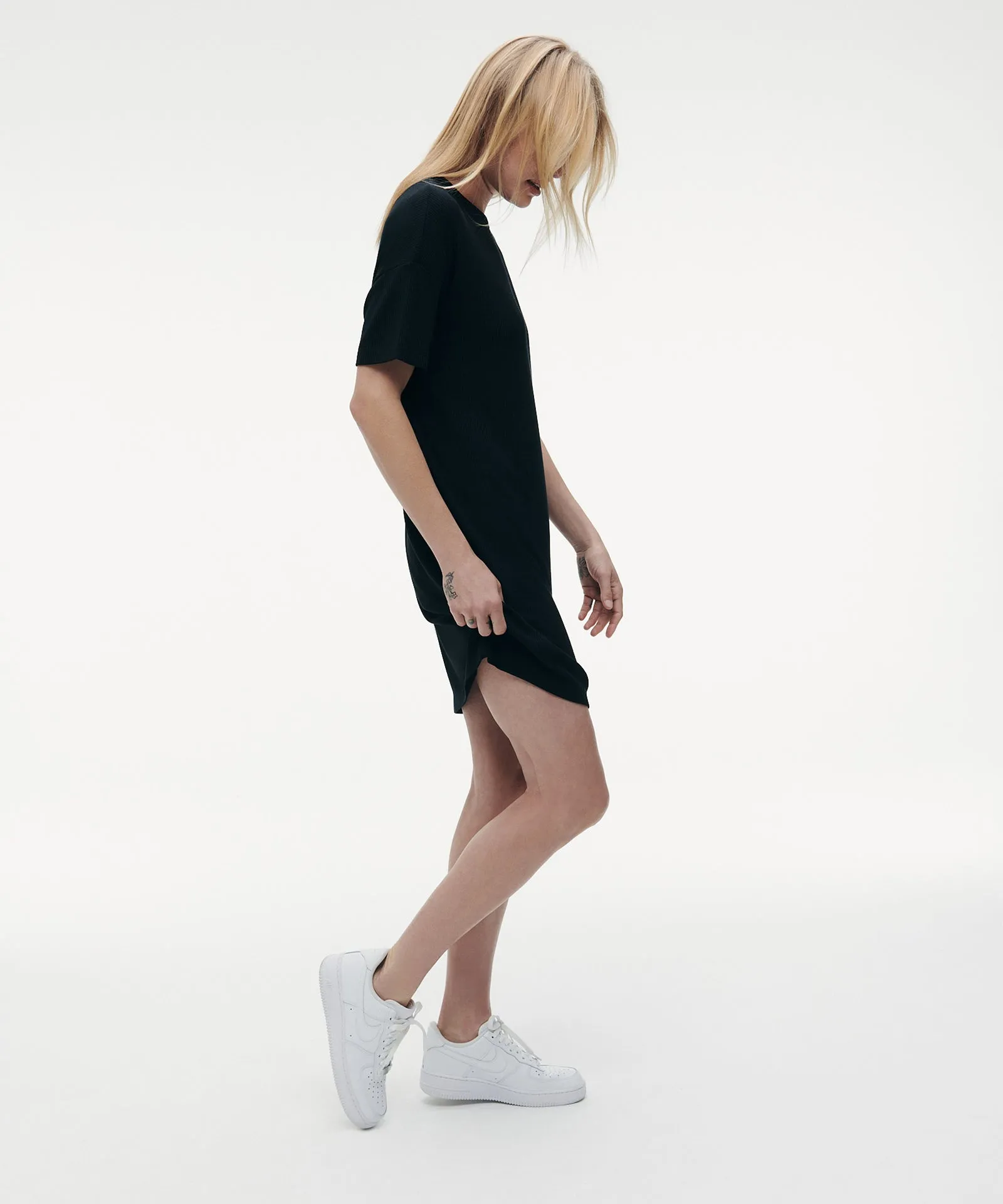 Lightweight Ribbed Mini T-Shirt Dress