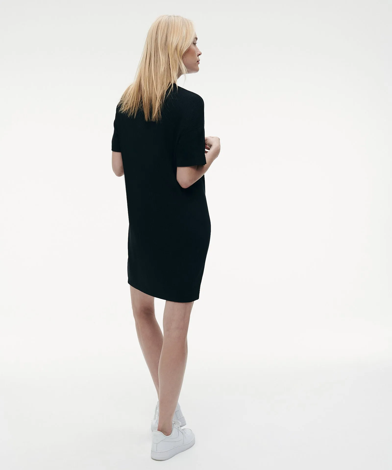 Lightweight Ribbed Mini T-Shirt Dress