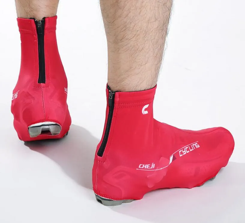 Solid Red Splash-proof Cycling Shoe Covers