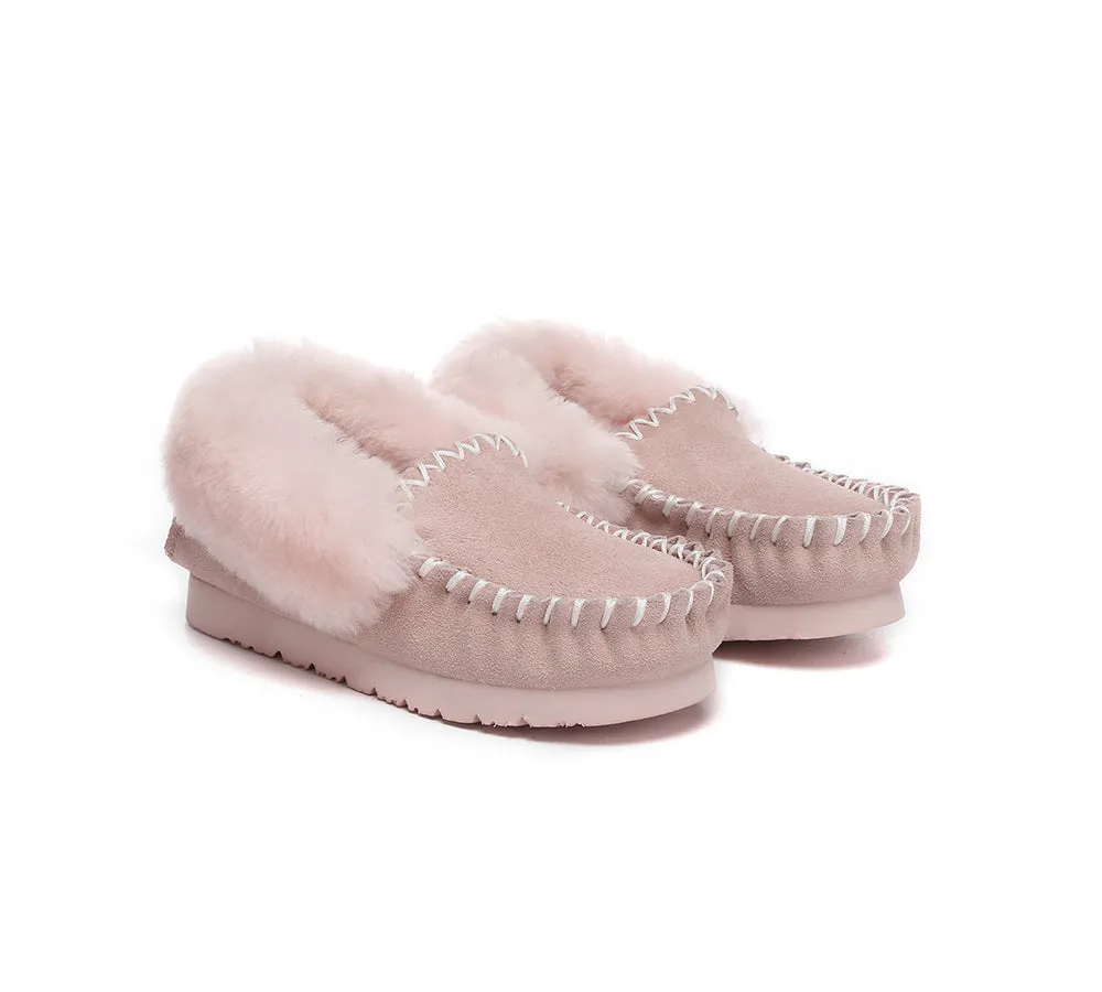 UGG Kids Loafers Sheepskin Wool Ankle Slippers Popo Moccasin