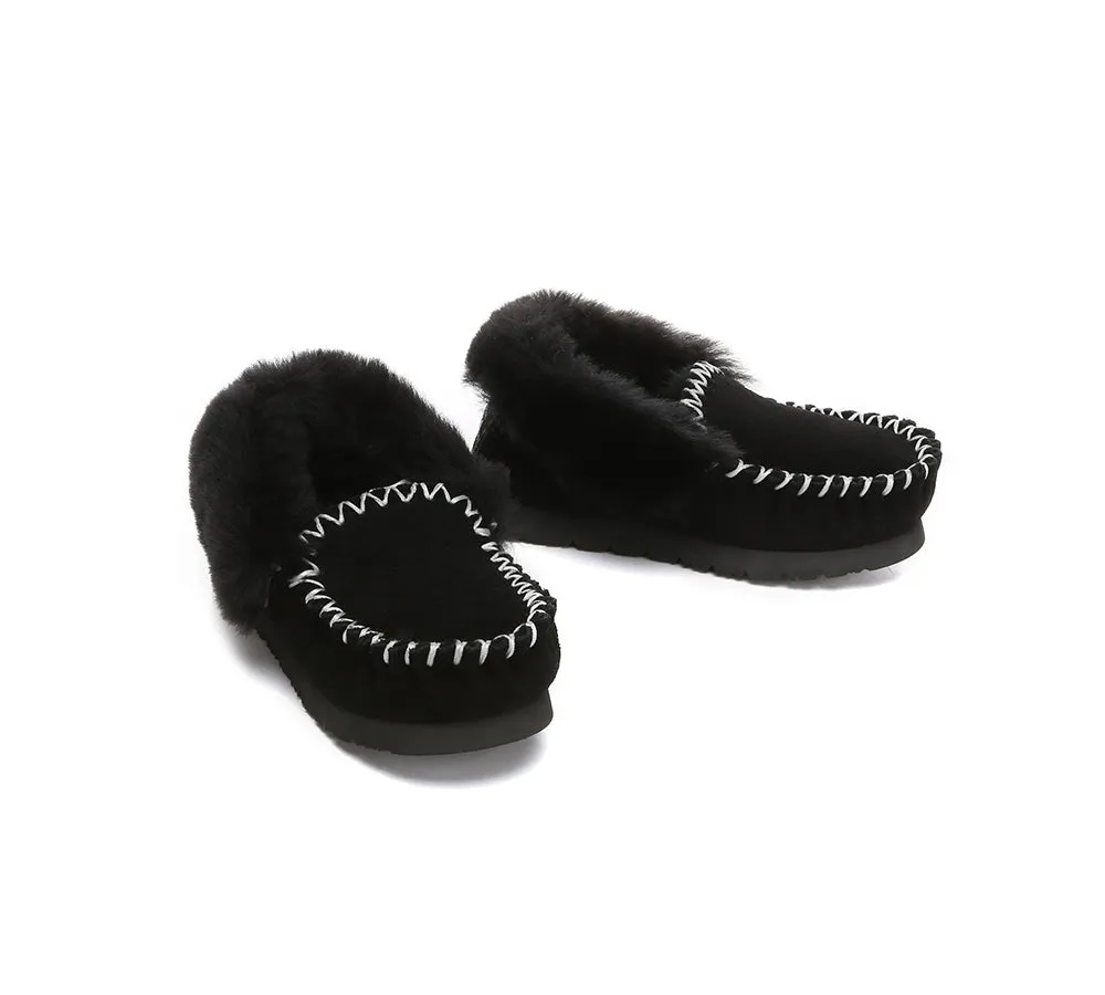 UGG Kids Loafers Sheepskin Wool Ankle Slippers Popo Moccasin