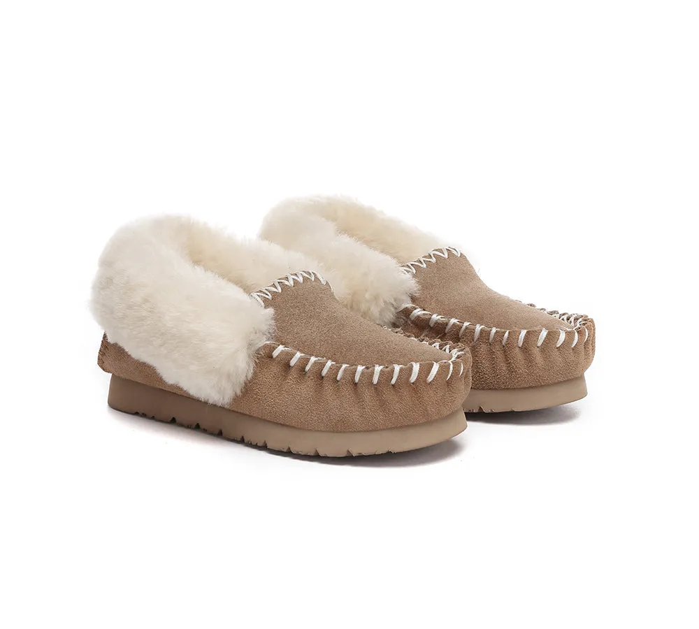 UGG Kids Loafers Sheepskin Wool Ankle Slippers Popo Moccasin