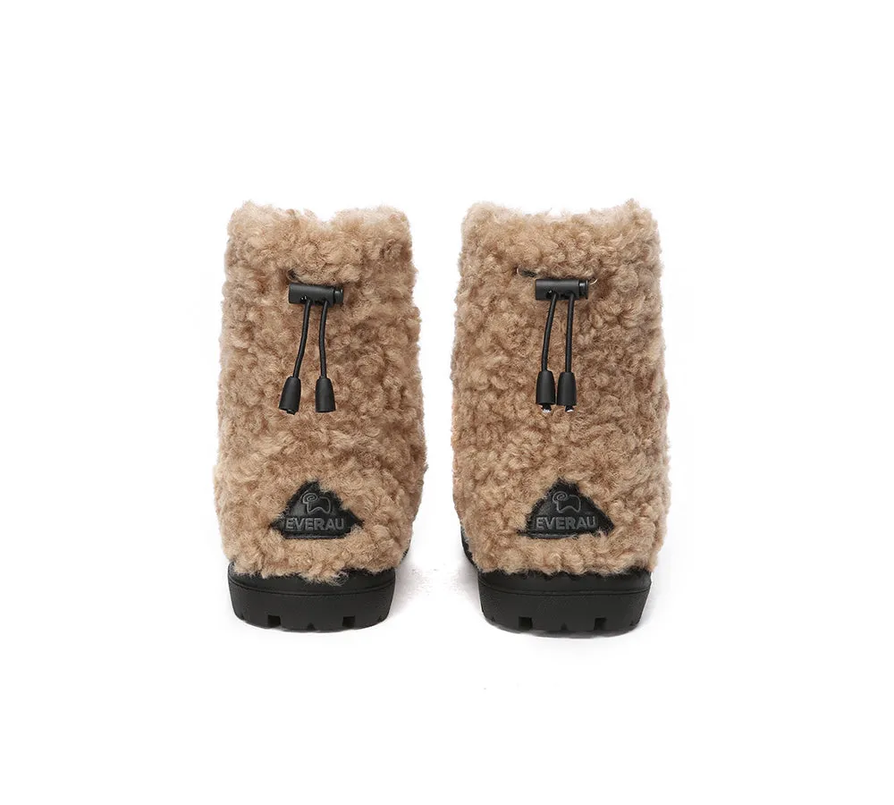 UGG Kids Sheepskin Wool Plush Drawstring Boots Peggy