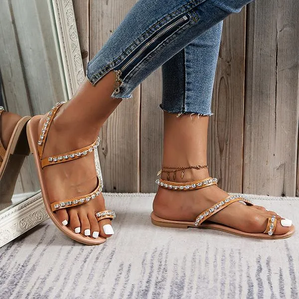 Women's Bohemian Flat Rhinestone Sandals 46155575S