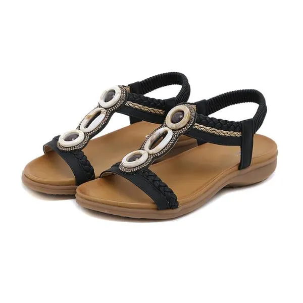 Women's Bohemian Round Toe Beach Flat Sandals 15646316S